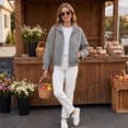 thumbnail image 4 of Dweltoz Women's Plaid Bomber Jacket Stand Collar Zip Up Cropped Coat Lightweight Checkered Long Sleeve Outerwear Oversized Casual Spring Fall Gingham Jacket with Pockets,Black S, 4 of 6