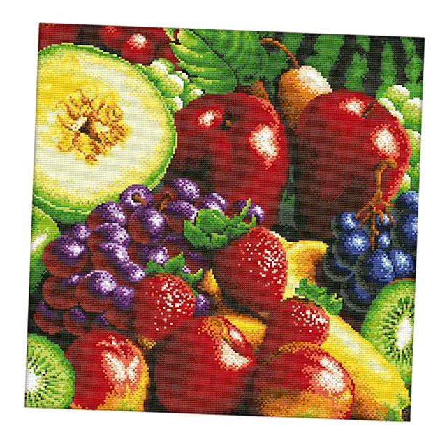 Kit de punto de cruz estampado con patrón de frutas variadas, tela de 11 unidades, fácil de seguir, decoración del hogar para bricolaje Baoblaze Kits de punto de cruz estampado