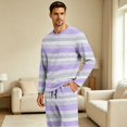 thumbnail image 6 of Stripes Pajama Set for Men ,Long Sleeve Top and Pants Sleepwear Set Soft Lounge Nightwear, 6 of 8