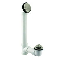 Westbrass 1-1/2" Sch. 40 PVC Bathtub Waste Assembly with Pull to Drain Trim and Two-Hole Overflow, Stainless Steel