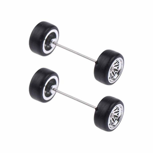 Ruedas de coche modelo 1/64 con neumáticos de goma, piezas modificadas con ABS básico, juguetes para vehículos E0