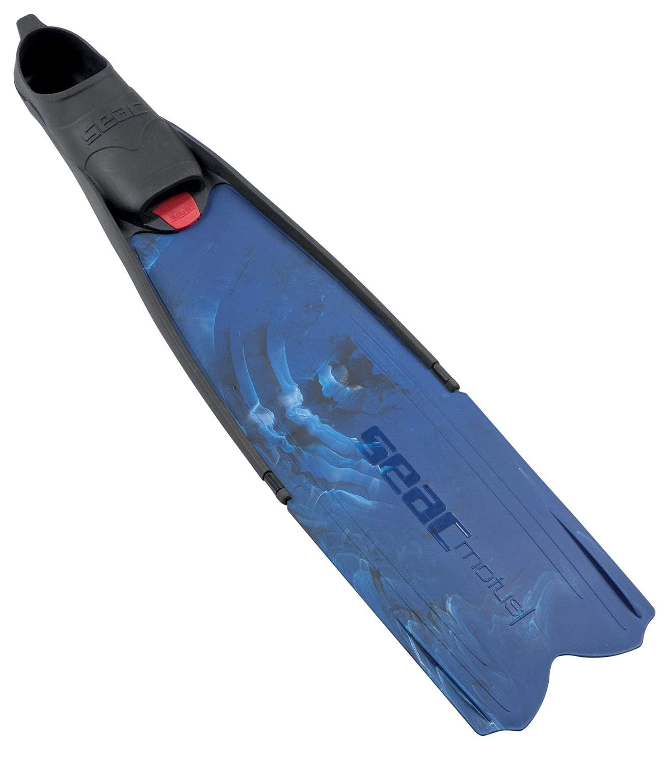 SEAC Motus Tris Freediving and Spearfishing Set - Motus Long Fins, One Diving Mask Jet Snorkel, Shoulder Bag Included (camo blue, 4.5-5.5)