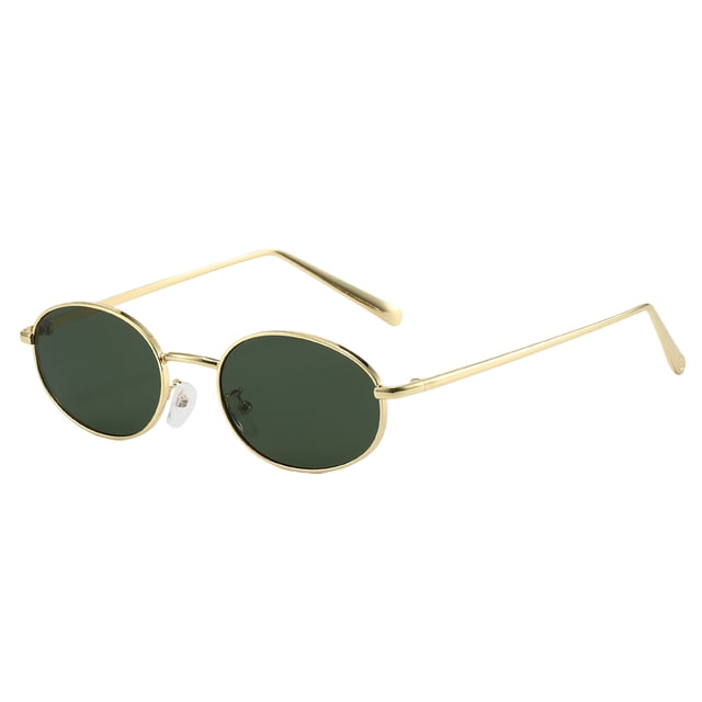 Oval Suitable For Both And . 90s Small Round Golden Fashionable Narrow Metal Frames.