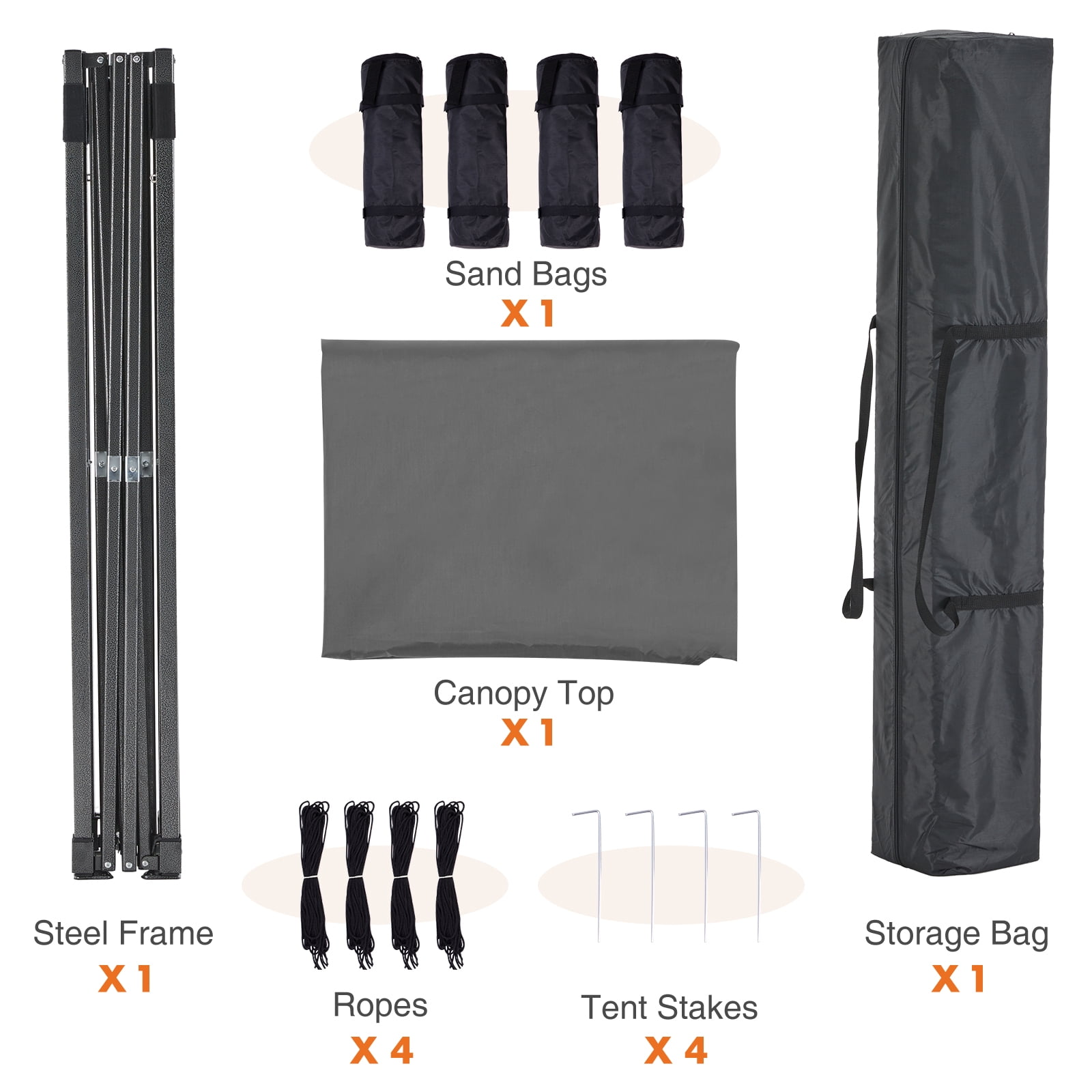 GIANNA 10x10 FT Pop Up Canopy Tent with Slant Legs and Carrying Bag, Easy Setup Outdoor Shelter for Patio, Garden, Beach, Gray
