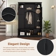 thumbnail image 4 of Luckynote Modern All-in-One Hall Tree with Adjustable Shelves, Classic Arched Farmhouse Storage Bench with Dual Side Cabinets, Elegant Entryway Organizer with 7 Hooks for Mudroom, Hallway, Black, 4 of 15