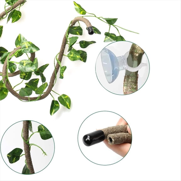 Rollbacks & More Reptile Bend-A-Branch Vines Flexible Leaves Pet Habitat Decor Climber Jungle Long for Climbing Gecko Lizard