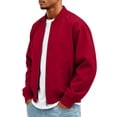 thumbnail image 6 of Dweltoz Mens Lightweight Bomber Jacket Full Zip Varsity Baseball Collar Outwear Casual Softshell Windbreaker Coat with Pockets ,Wine 2XL, 6 of 7