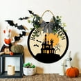 thumbnail image 3 of Eveokoki Halloween Wooden Hanging Sign Happy Halloween Sign with Bow Vintage Halloween Door Hanger Sign for Farmhouse Home Window Outdoor Wall Party Decoration Supplies, 3 of 6