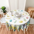 thumbnail image 5 of Easter Bunny Table Cloth Colorful Eggs Yellow Purple Floral Decorative Tablecloth Round 60 Inch Spring Flowers Washable Table Cover for Holiday Party Home Kitchen Dinning Room Picnic Decor, 5 of 6