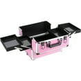 thumbnail image 4 of VER Beauty 9 in 1 Professional Aluminum Interchangeable Rolling Makeup Train Case Large Capacity Trolley Travel Storage Cosmetic Organizer Portable Extra Lid VT020 Pink Stripes, 4 of 6