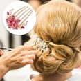 thumbnail image 3 of Unique Bargains Women Rhinestone Inlaid Flower Hair Comb Hairpin Hair Accessory Rhinestone Head Pieces Rose Red, 3 of 7