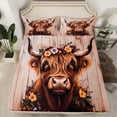 thumbnail image 2 of jejeloiu Retro Rustic Cow Twin Sheet Sets,Multicolor Flower Floral Twin Fitted Sheet,Country Farmhouse Locge Flat Sheet For Boys Kids,Luxury Bedroom Decor,3 Pieces, 2 of 7