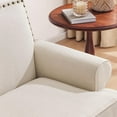 thumbnail image 3 of Accent Chair, Upholstered Armchair, Retro Living Room Chairs with Soft Cushion,  Comfy Reading Sofa Chair with Wooden Frame and Rivet Detailing for Bedroom, Apartment, Office, Beige, 3 of 6
