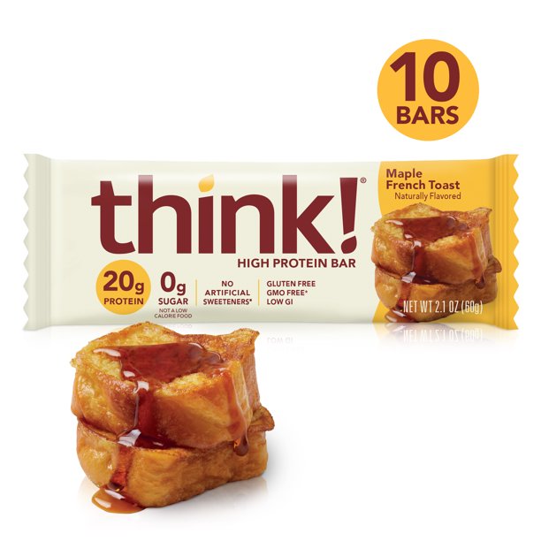 think! High Protein Bars, Maple French Toast, 2.1 oz Bar, 10 Count