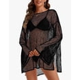 thumbnail image 3 of Women's Swimsuit Coverup Crochet Sheer Beach Dress Slit Long Sleeve Bathing Suit Cover Up, 3 of 9