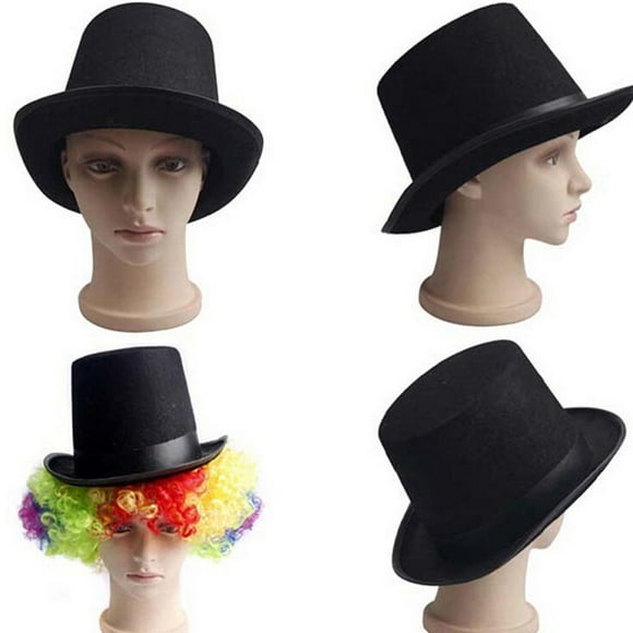 RUNROTOO Chapeau de Magicien Noir Fête Chapeau Haut de Magicien Feutre 1Ensemble Jeu de Rôle pour Adolescents