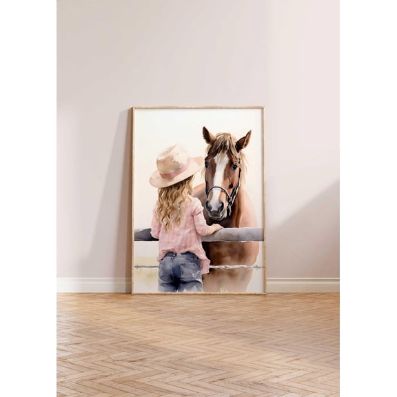 Cowgirl Horse Nursery Print, Cowgirl Decor, Baby Girl Western Nursery Decor, Printed Nursery Wall Art, Western Art, Girls Bedroom Decor Home Decor #445, Unframed Poster Size 8x12
