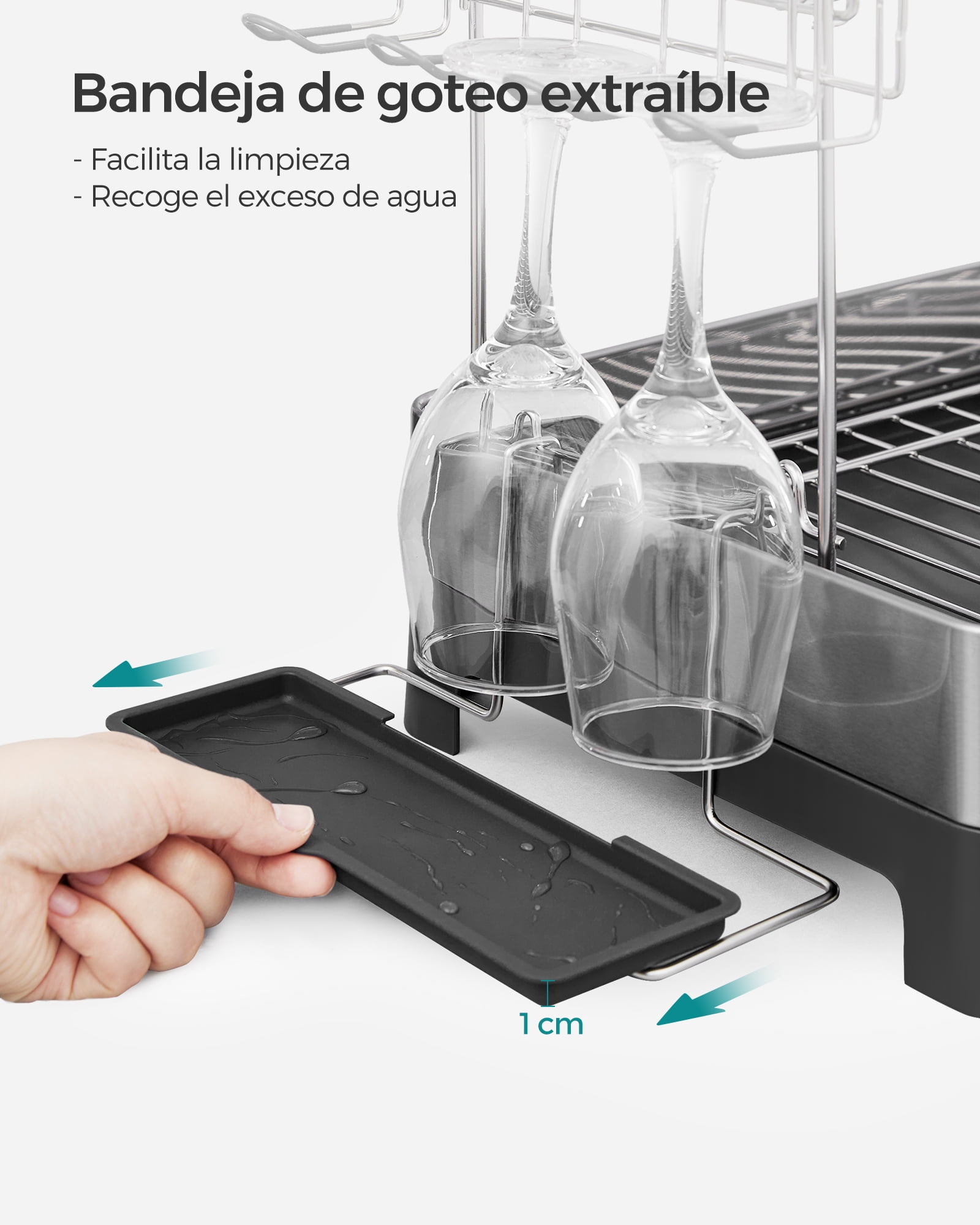 2 Tier Dish Drying Rack with Rotatable and Extendable Drain Spout, Dish Drainer, Black