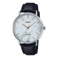 thumbnail image 1 of Casio Standard Analog Black Leather Strap Marble Inspired White Dial Quartz MTP-VT01LM-7A Men's Watch, 1 of 1