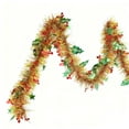 thumbnail image 2 of Multicolor Christmas Garland with Red Berries and Holly Leaves – 196 Inch Holiday Tinsel Ribbon with Xmas Pentacle Accents for Tree Mantel Staircase Window Decor, 2 of 7