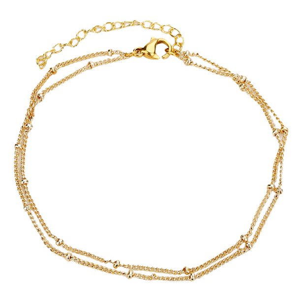 Pulsera de cadena de cobre BLESIY con abalorios y clip de langosta Color Plateado Dorado 18 + 5 CM Ancho 1