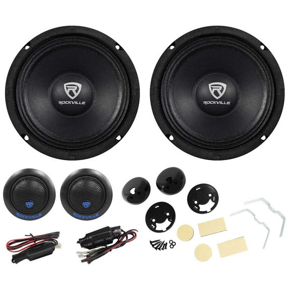 Rockville RM64PRO Bundle: (2) 6.5" 200W peak/100W RMS 4-Ohm Mid-Bass Midrange Car Speakers, 103dB, Pair RT6 1-in Silk Dome Neo Swivel Tweeters, 3-Items
