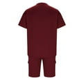 thumbnail image 3 of Ensemble Décontracté à Manches Courtes et Col Rond et Shorts à Taille Élastique avec Cordon pour Hommes, Mélange Coton Polyester, Noir, P, 3 of 6