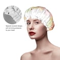 thumbnail image 4 of YFYANG Women's Double Waterproof Shower Cap, Funny Watercolor Doodle Reusable Hair Cap for All Hair Styles and Head Sizes, 4 of 9