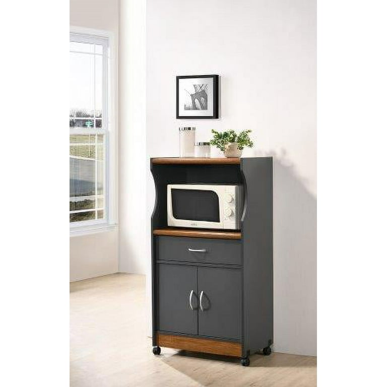 Hodedah Microwave Kitchen Cart Black