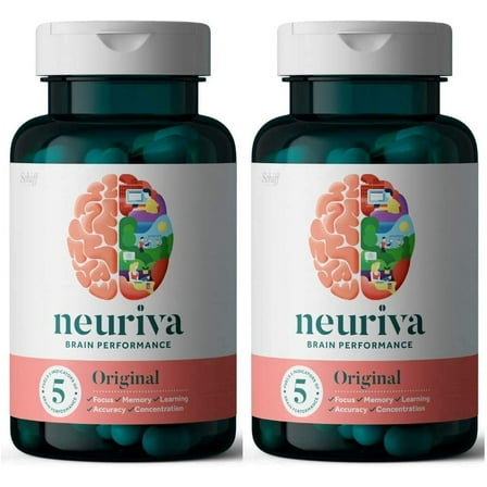Neuriva Original Brain Performance Supplement (30 count), Brain Support With Clinically Proven Natural Ingredients (Coffee Cherry & Plant Sourced Phosphatidylserine) (Pack of 2)