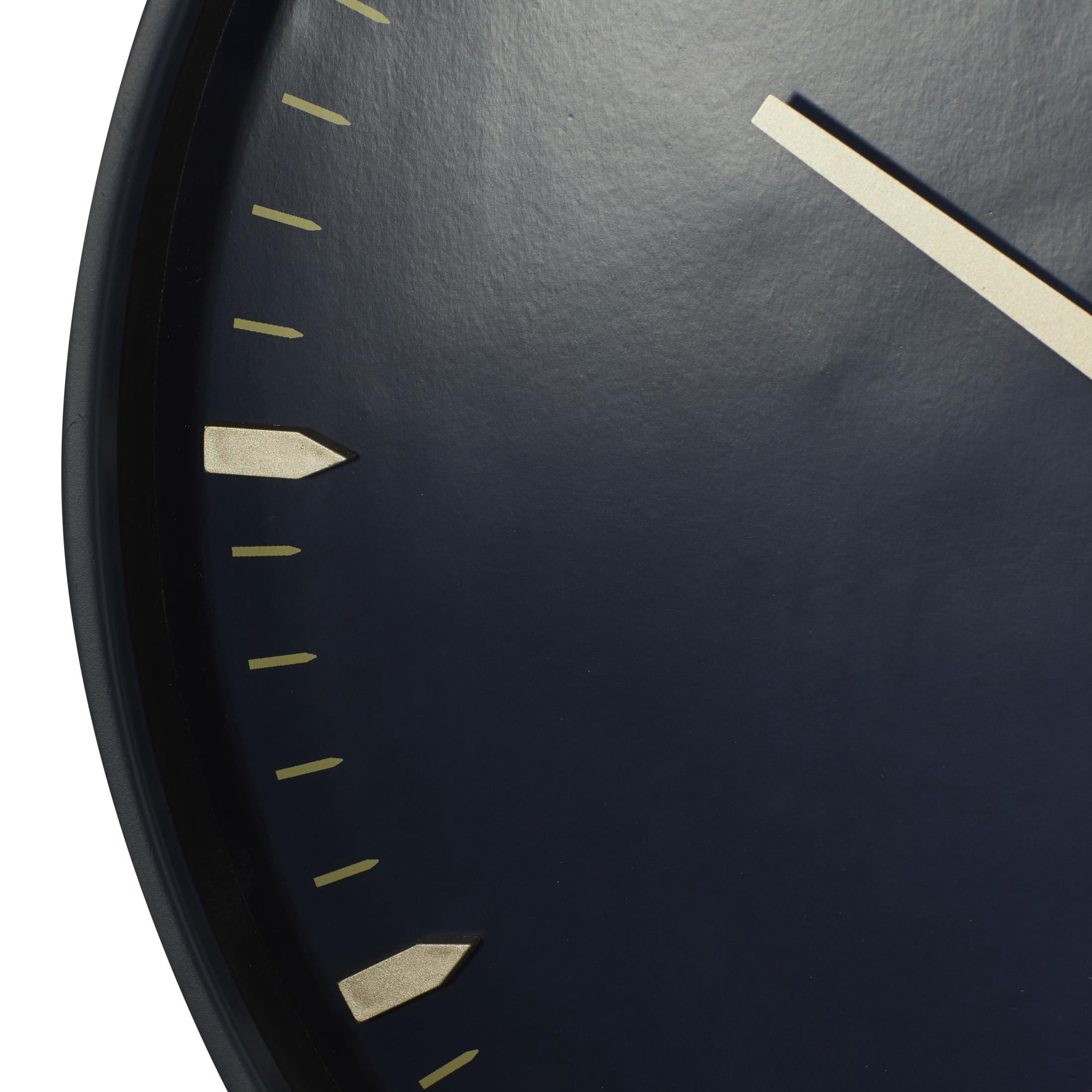DecMode 20" Dark Blue Glass Numberless Wall Clock with Gold Accents