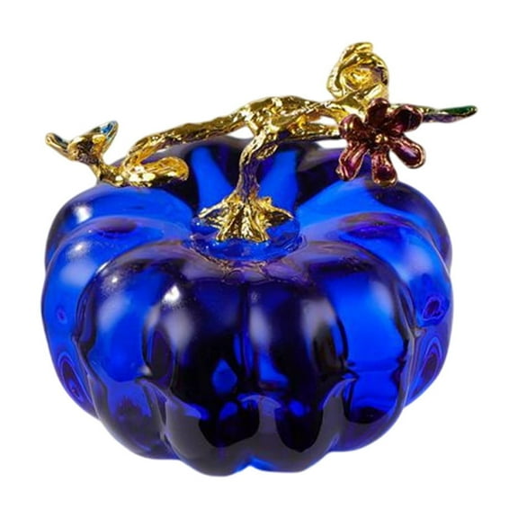 Crystal Pumpkin Figurine, Glass Pumpkin Sculpture Collectible Thanksgiving Decor, Desktop Decoration for Halloween Home Garden Party Decor, Blue