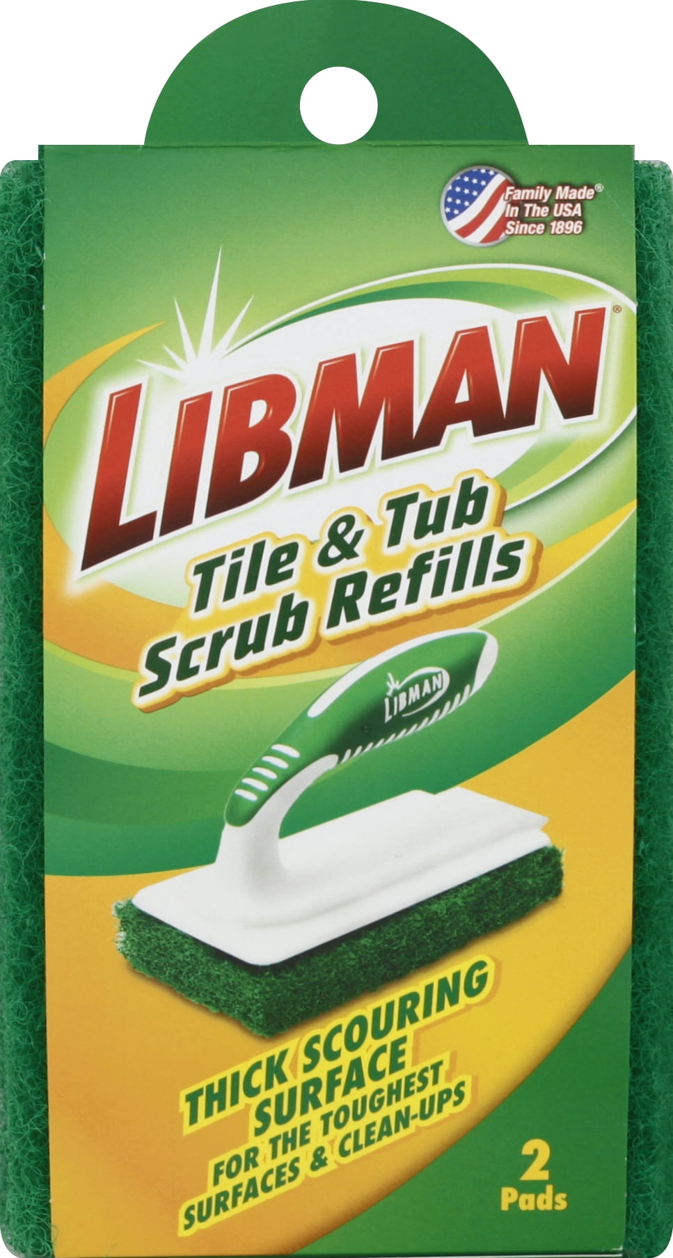 Libman Tile & Tub Scrub Brush, 6X3, Green, 6 Scrubs (Libman 1161)