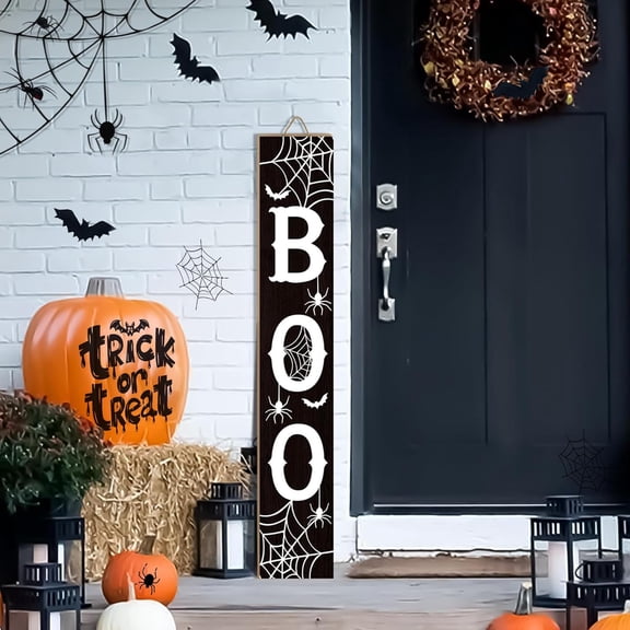 Halloween Porch Sign Boo Sign For Front Porch Scary Wooden Vertical Welcome Sign Yard Standing For Patio Front Door Porch Home Decor