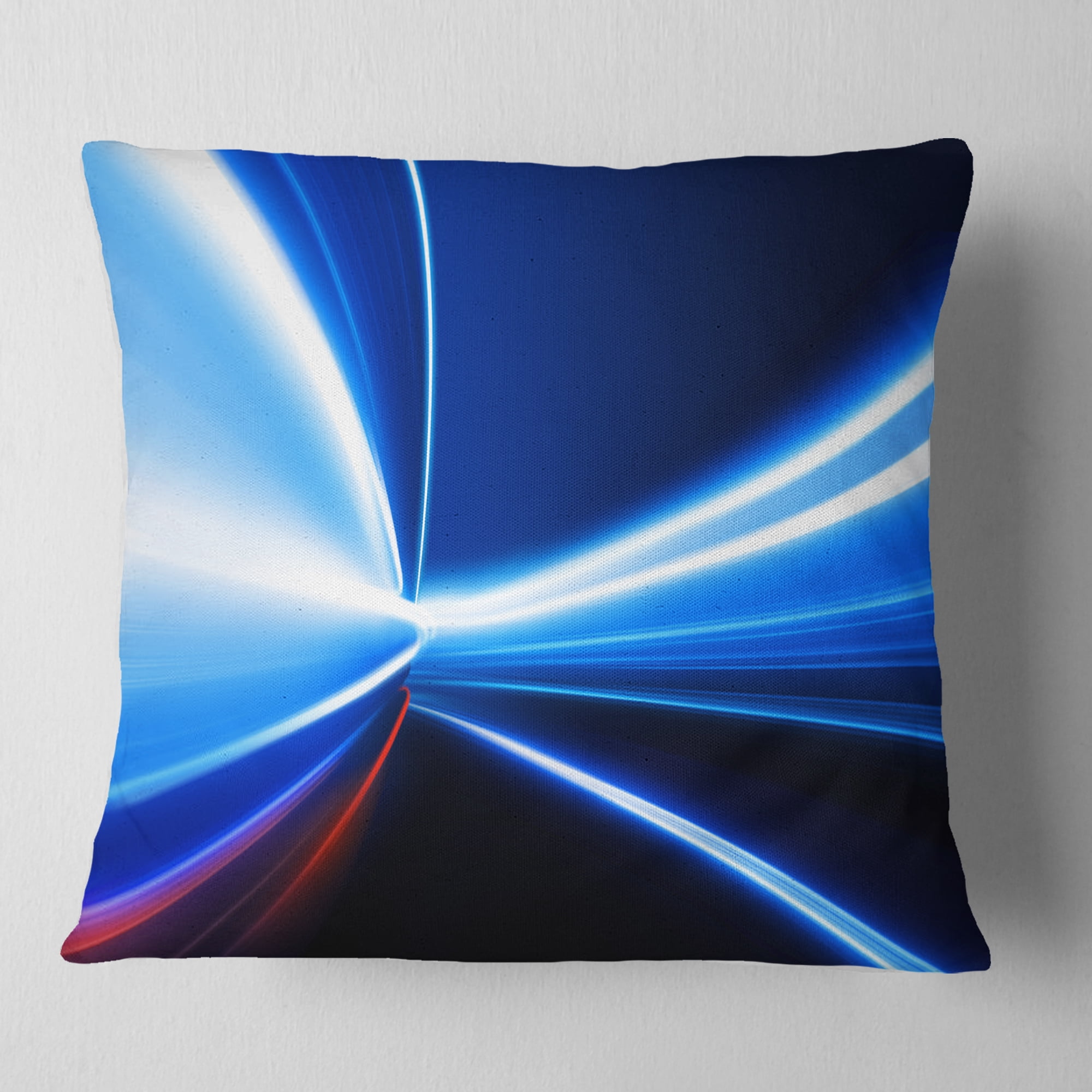 Designart Speed on Night Road - Abstract Throw Pillow - 18x18