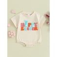 thumbnail image 2 of Infant Baby Girls Romper, Easter Short Sleeve Crew Neck Embroidery Letters Jumpsuit, 2 of 8