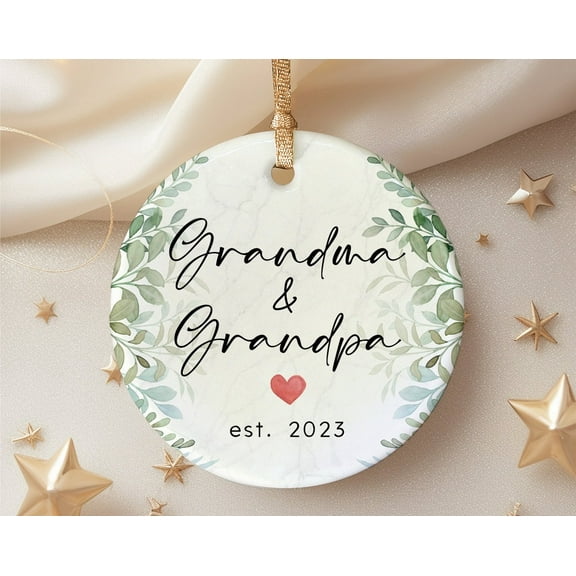 Grandparents Established Christmas Ornament, Custom Grammy and Grandpa Keepsake Decoration
