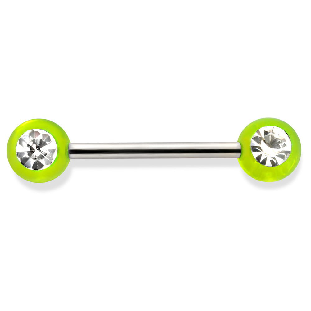 14 Ga Ball Size:1/4 MsPiercing Long Barbell Industrial Barbell With UV Balls 6Mm 
