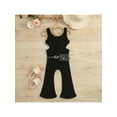 thumbnail image 2 of hirigin Toddler Kids Girls Sleeveless Rompers Solid Color Knitted Ribbed Waist Cutout Jumpsuits Summer One-Piece Clothes with Waist Bag, 2 of 9