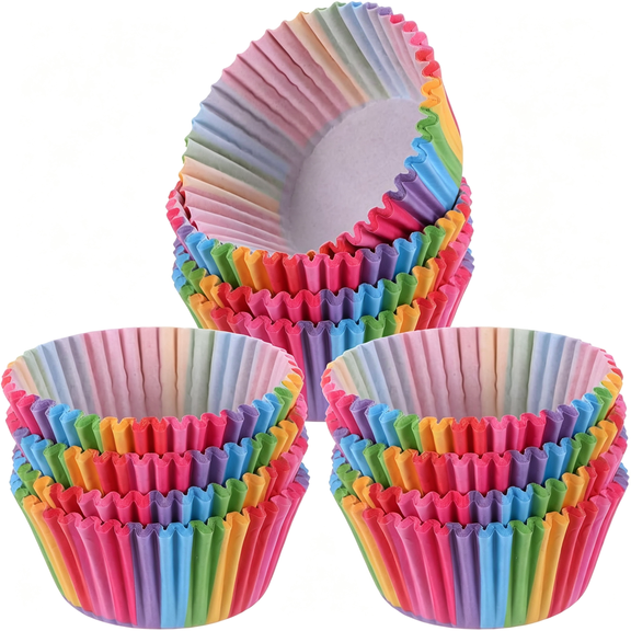 NORIZF 100Pcs Rainbow Cupcake Liners,Standard Size Greaseproof Baking Cups,Colorful Muffin Wrappers for Birthday Party,Wedding,Cupcake Liners for Baking