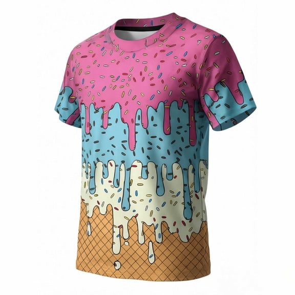 RMGVDSD Boys T Shirts Toddler Kids Graphic T-Shirts Short Sleeve Crewneck Tee Shirts With Ice Cream Prints Summer Tops Casual Comfortable Daily Wear 3-4 Years