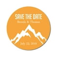 thumbnail image 1 of Darling Souvenir Round 45 Pcs Snowy Mountain Save The Date Stickers Personalized Bride Groom Names And Date Envelope Seals- Pale Orange, 1 of 4