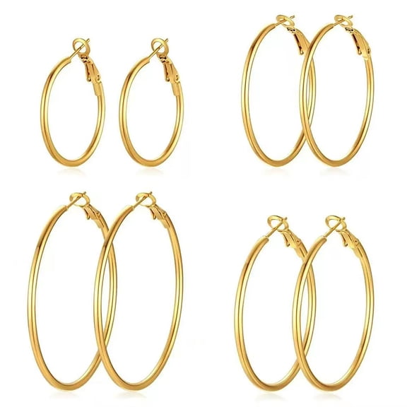 4 Pairs 14K Gold Plated Huggie Hoop Earrings for Women Lightweight Minimalist Small Hoops Hypoallergenic Dangle Earrings Set