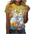 thumbnail image 2 of Pxxlle Easter Bunny T Shirt for Women Easter Gifts for Women Plus Size Short Sleeve Crewneck Holiday Tops M, 2 of 5