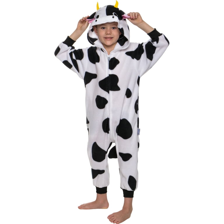 Plush One Piece Cow Animal Cosplay Costume - Unisex Kids by Silver Lilly  (4-6 Youth) 