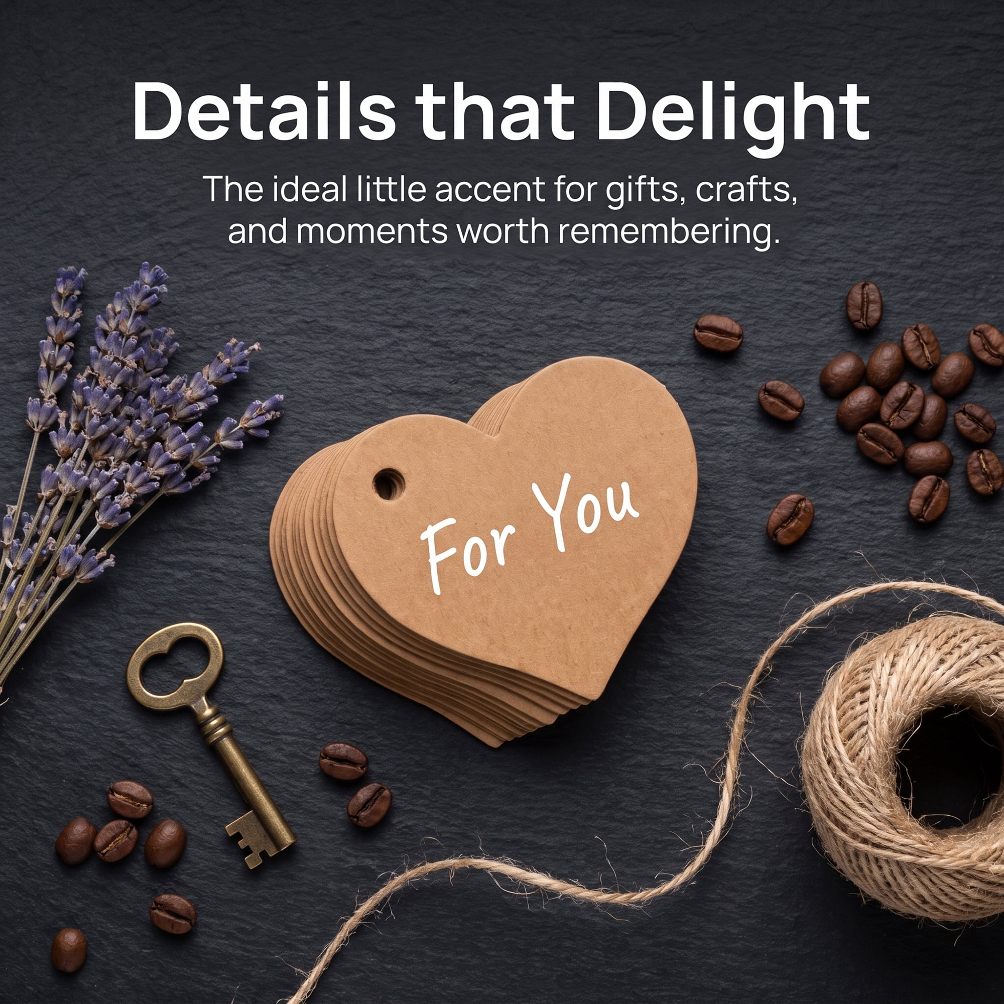 Unique Bargains Heart Shaped Gift Tags with Natural Twine for Weddings 1.8" x 1.6" Brown