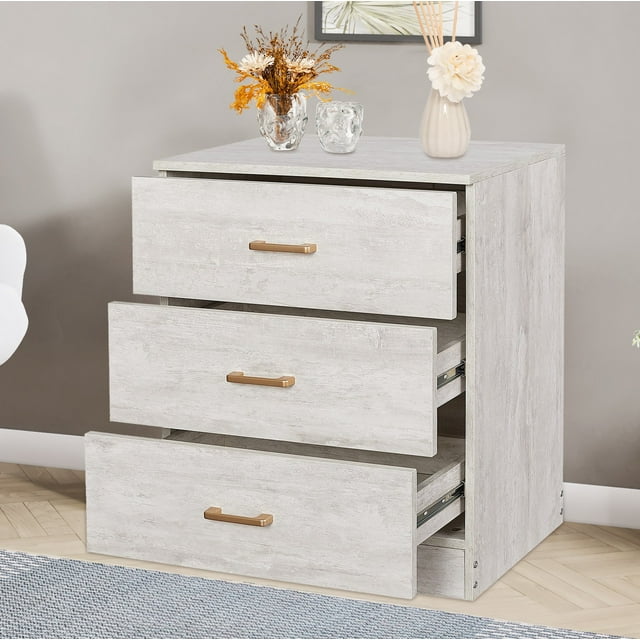 3 Drawers Storage Drawers, Wooden white Small Organizer Unit