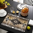 thumbnail image 3 of Brown Southwest Placemats Set of 6, Farmhouse Boho Aztec Geometric Neutral Placemats for Dining Table, Place Mats for Kitchen Tabletop, Waterproof Wipeable Dining Table Mats Set, 3 of 9