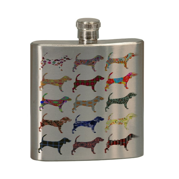 KuzmarK 6 oz. Stainless Steel Pocket Hip Liquor Flask - Bloodhound Dog