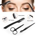 thumbnail image 1 of 11PCS Women Eyebrow Tweezers Kit, Stainless Steel Trimming Set Includes Razor, Scissors and Brush with Comb Black, 1 of 9